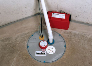 A sump pump system with a battery backup system installed in Coleys Point South